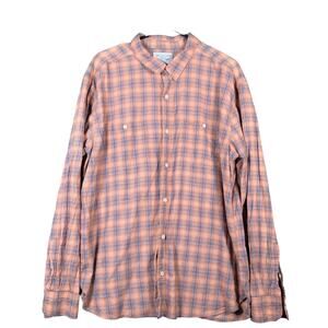 Lucky Brand Mens Shirt Orange Multicolor Plaid Button Down 100% Cotton XXL